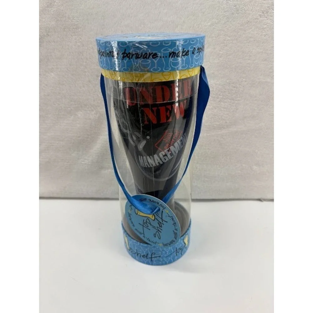 TOP SHELF Pilsner Beer‎ Glass  Handpainted Just Married  Under New Management